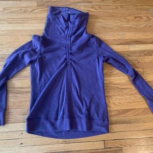 LULULEMON “In a Cinch” Purple Stripe REVERSIBLE Funnel Neck Pullover Long Sleeve